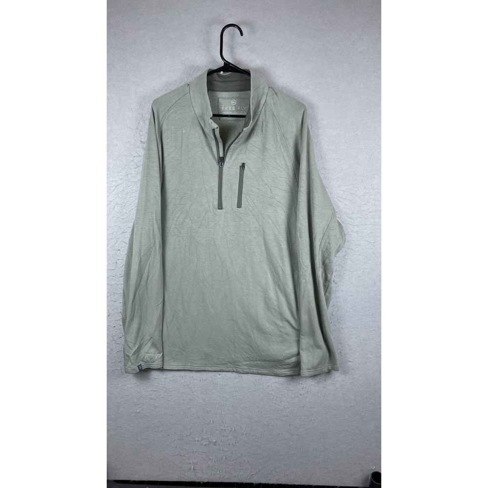 Free‎ Fly Sweater Mens 3XL Green Quarter Zip Performance Bamboo Pullover